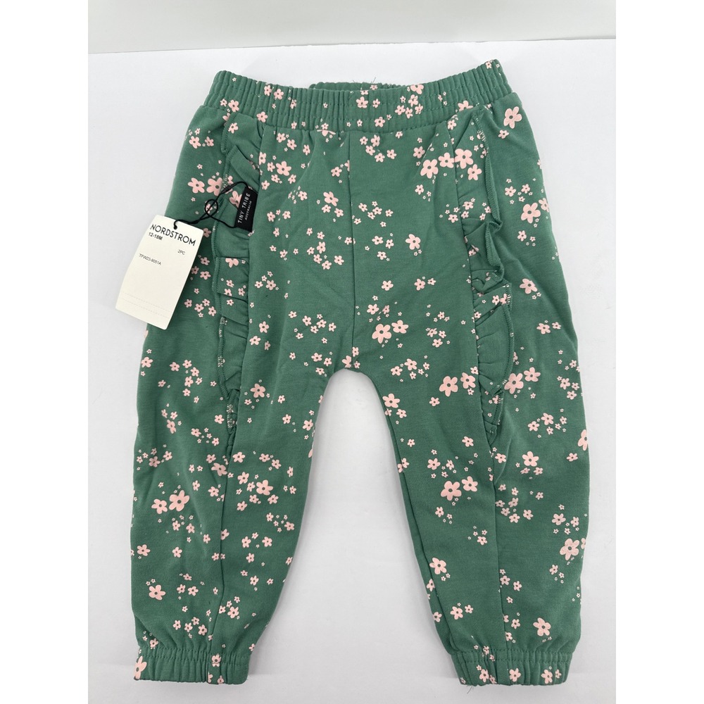 Tiny Tribe Girls Green Floral Ruffle Pants 12 18M Nordstrom